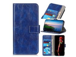 Capa PU textura de cavalo louco com apoio azul para Apple iPhone 12 Pro Max 6.7