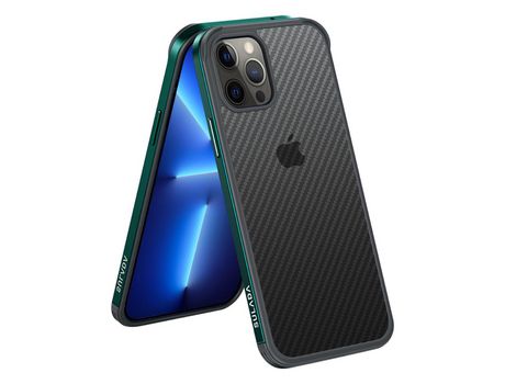 Capa TPU SULADA textura de fibra de carbono, híbrida, verde anti-riscos para iPhone 13 Pro 6.1