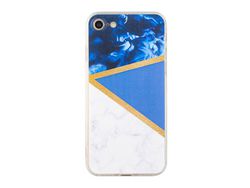 Capa TPU padrão de mármore, recortes precisos, câmera azul escuro para iPhone 7/8/SE (2nd Gen) 4.7
