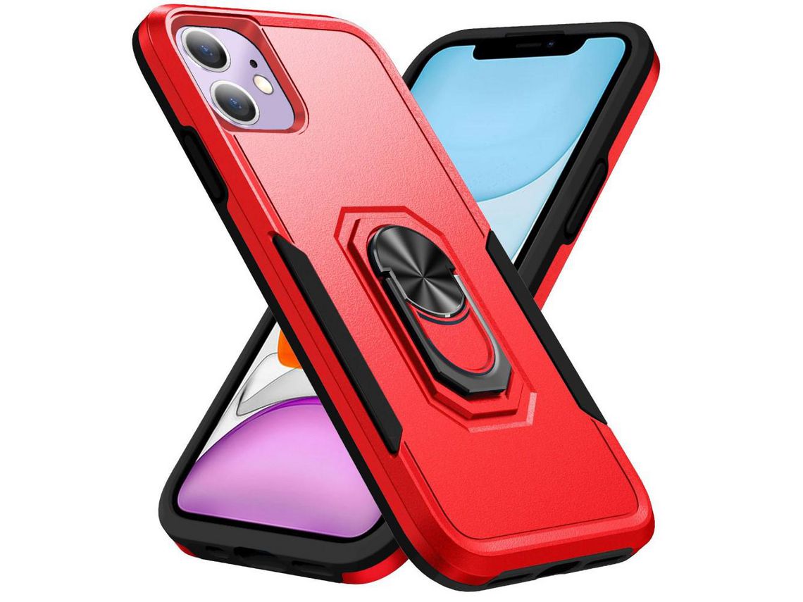 Capa TPU com muleta giratória 360° vermelho/preto para iPhone 11 6.1