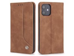 Capa PU absorção magnética, à prova de choque marrom para iPhone 12 mini 5.4