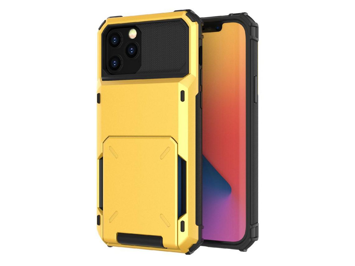 Capa TPU trava-queda, porta-cartões, híbrido amarelo para iPhone 13 6.1