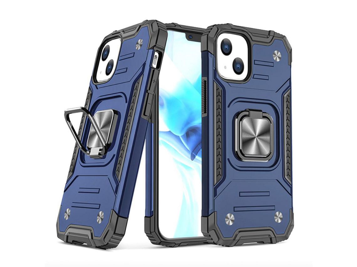 Capa TPU flexível com suporte magnético azul para iPhone 13 Pro 6.1