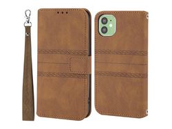 Capa PU + TPU padrão marrom para iPhone 11 6.1