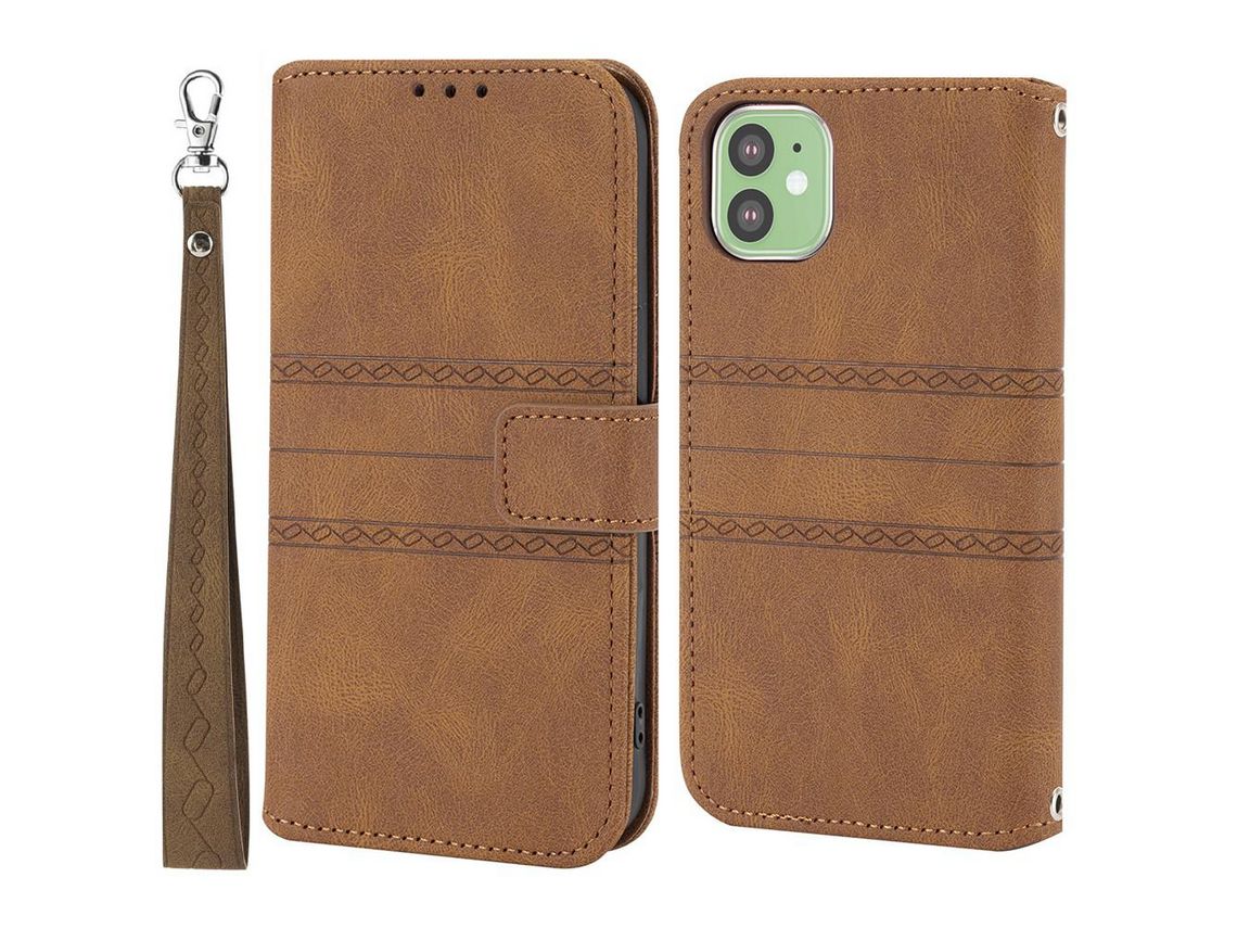 Capa PU + TPU padrão marrom para iPhone 11 6.1
