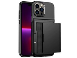 Capa TPU com suporte para cartão preto para iPhone 13 Pro Max 6.7