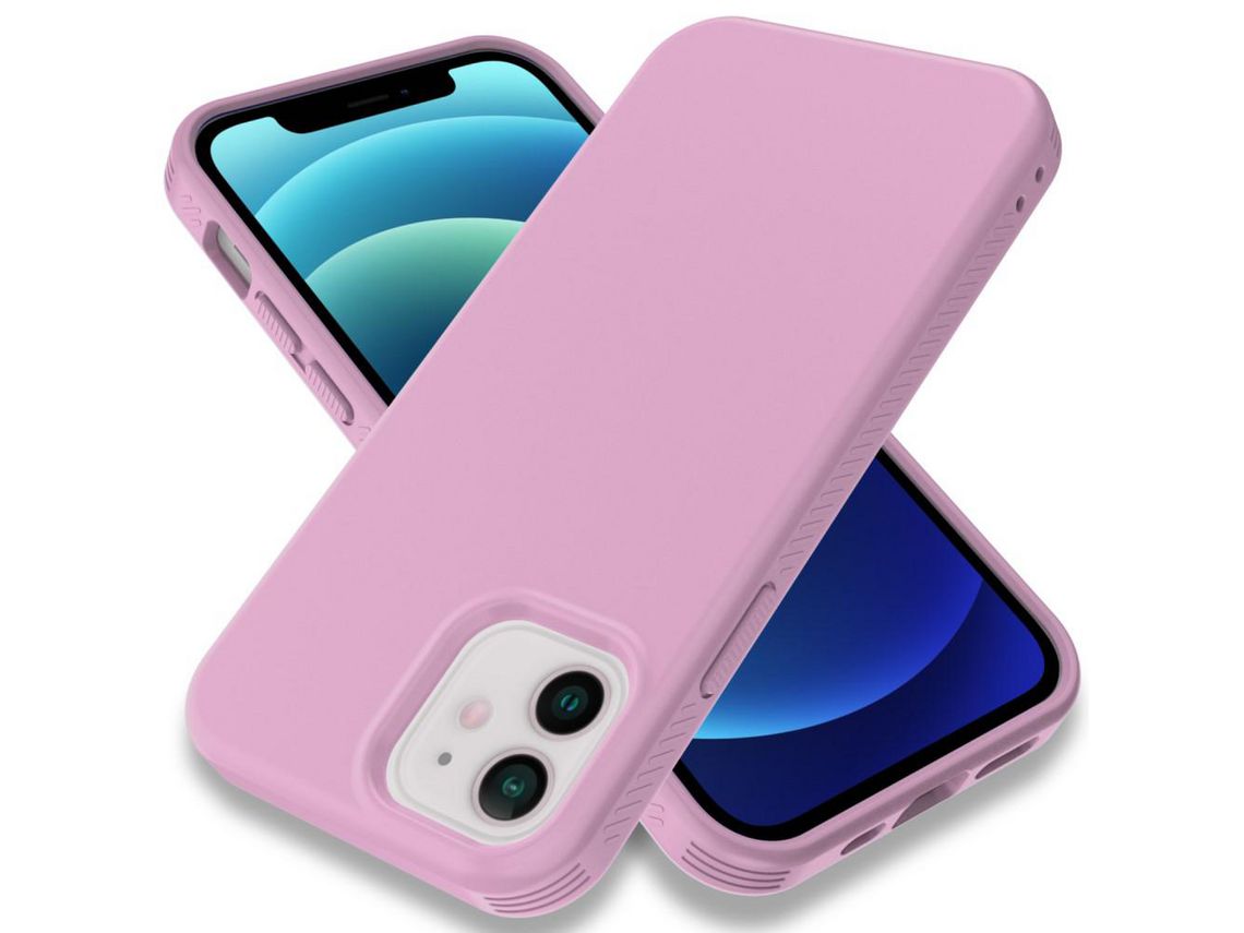 Capa TPU fino, à prova de choque, rosa anti-impressão digital para iPhone 12/12 Pro 6.1