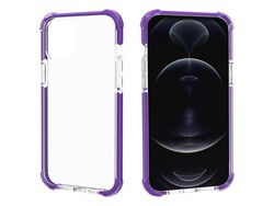 Capa de acrílico aux transparente engrossado, roxo à prova de choque para iPhone 13 6.1