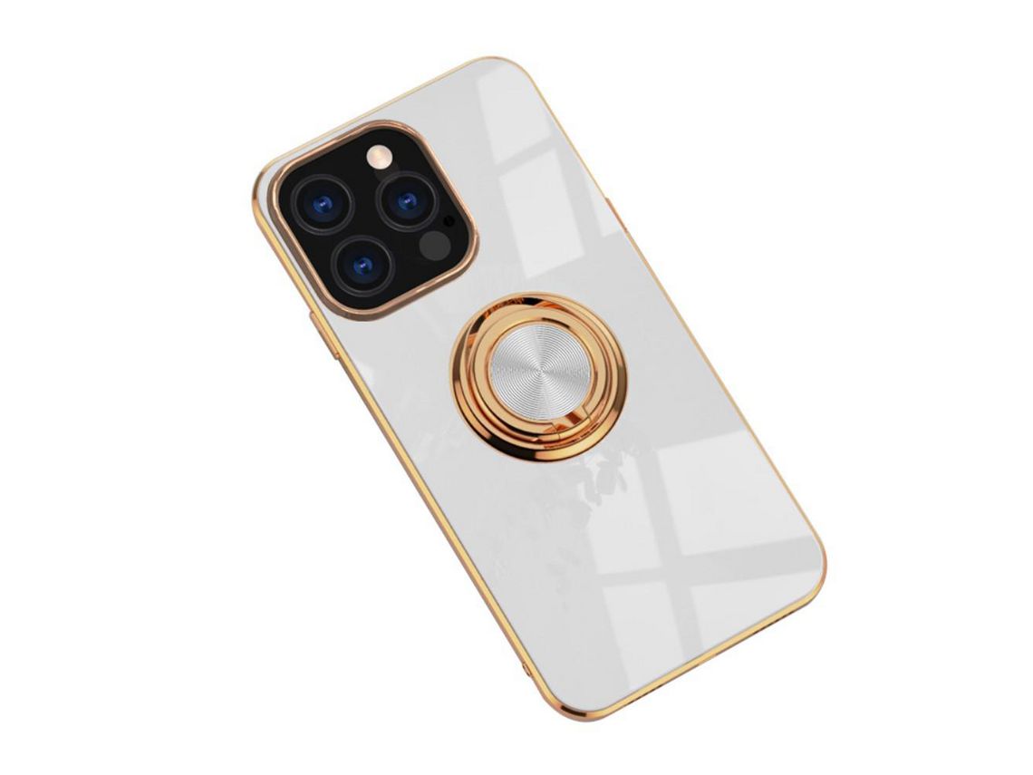 Capa TPU galvanizado com cabo branco para iPhone 13 Pro Max 6.7