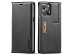 Capa PU + TPU LC.IMEEKE fivela magnética com porta-cartões preto para iPhone 13 6.1