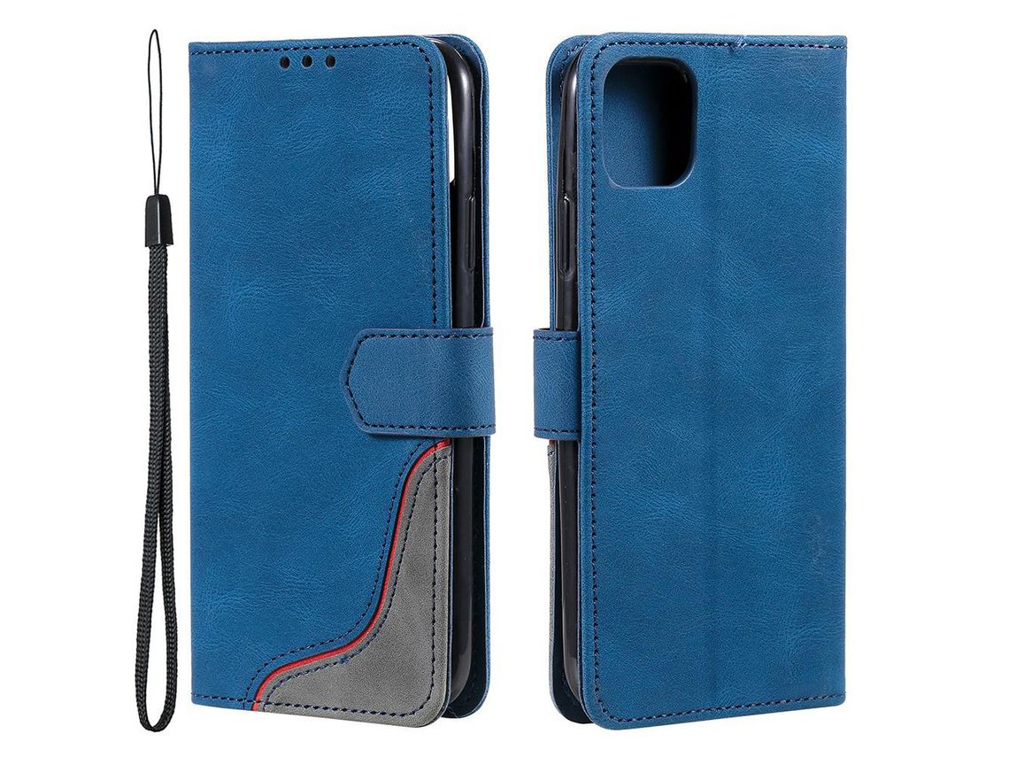 Capa PU + TPU bloqueio de cor azul para iPhone 13 Pro 6.1