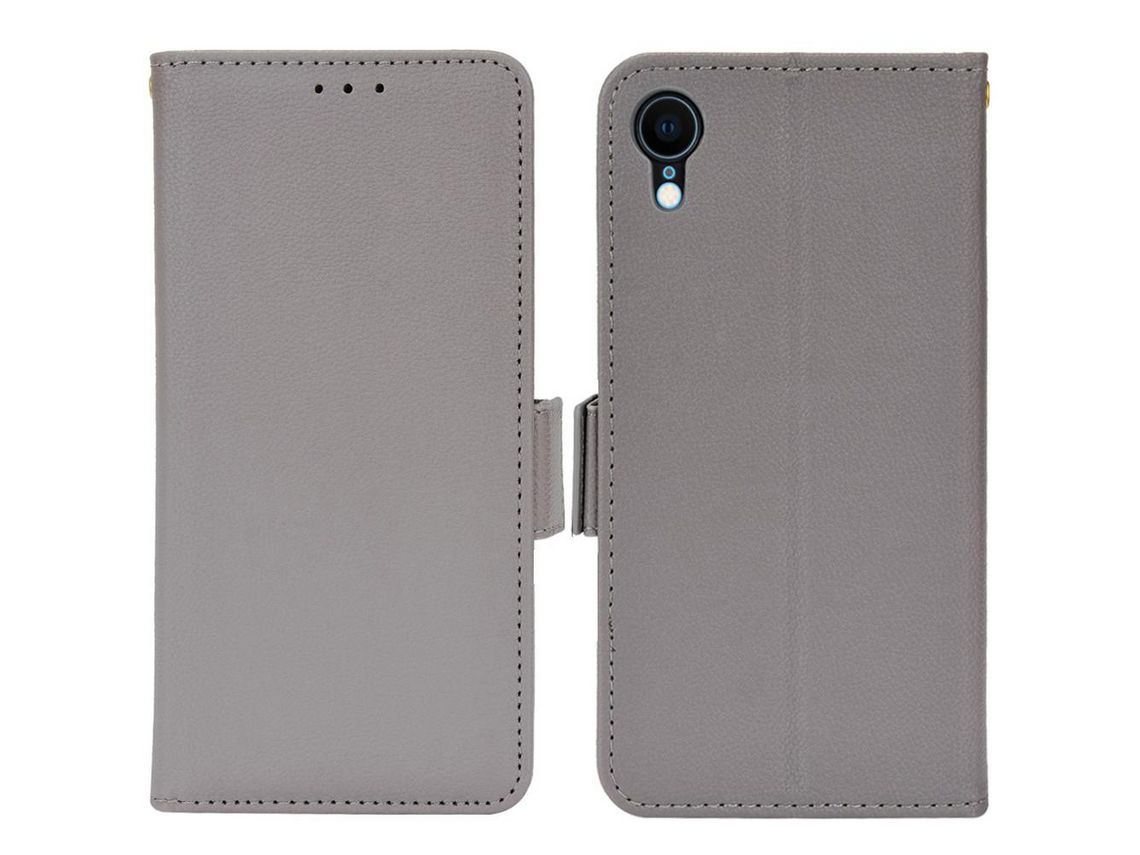 Capa PU textura de lichia cinza para iPhone XR 6.1