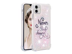 Capa TPU padrão de brilho em movimento de areia movediça, anti-riscos, à prova de choque nunca pare de sonhar para iPhone 11 6.1