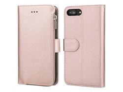Capa PU zíper de microfibra ouro rosa para Apple iPhone 7/8/SE (2nd Gen)