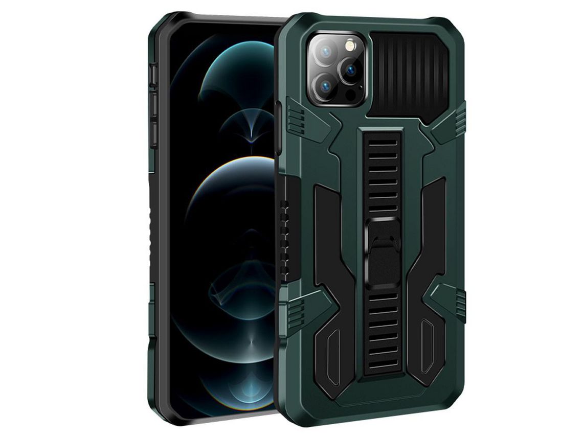Capa TPU flexível com suporte verde para iPhone 13 Pro 6.1