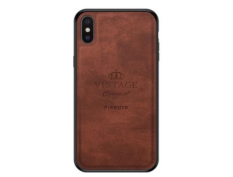 Capa TPU + PU PINWUYO magro, marrom híbrido para iPhone XS Max 6.5