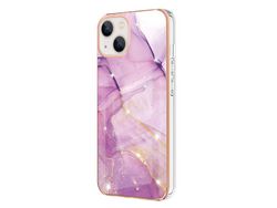Capa TPU Padrão de mármore  galvanizado roxo claro para iPhone 13 6.1