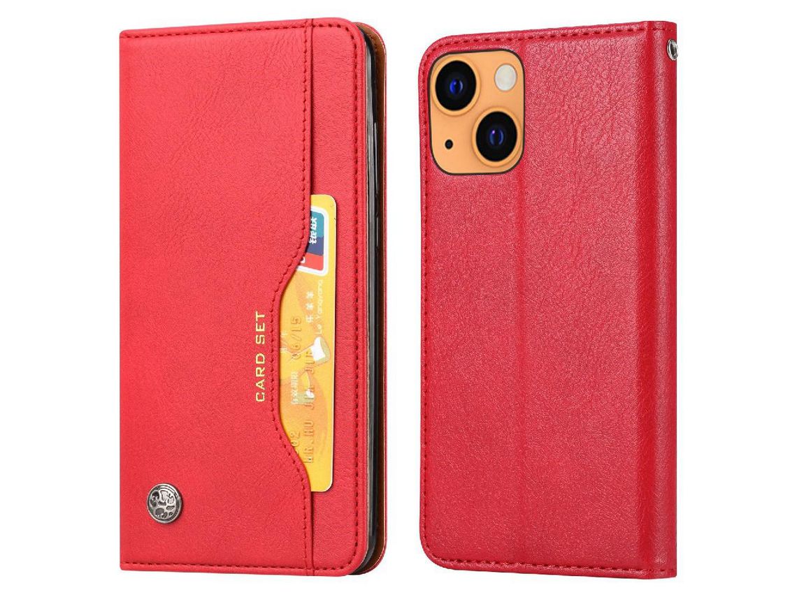 Capa PU + TPU autoabsorvente com suporte vermelho para iPhone 13 mini 5.4