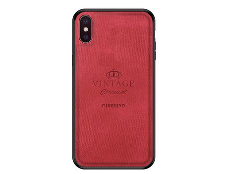Capa TPU + PU PINWUYO vintage, híbrido vermelho para iPhone X/XS 5.8