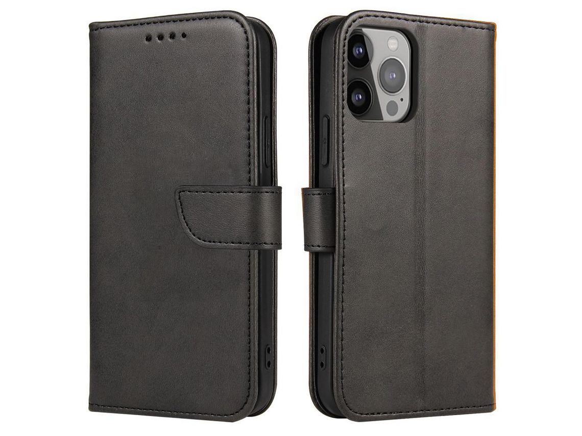 Capa PU + TPU à prova de choque, à prova de arranhões preto para iPhone 13 Pro 6.1