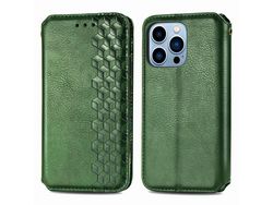 Capa PU + TPU autoabsorvente com fundo verde para iPhone 13 Pro Max 6.7