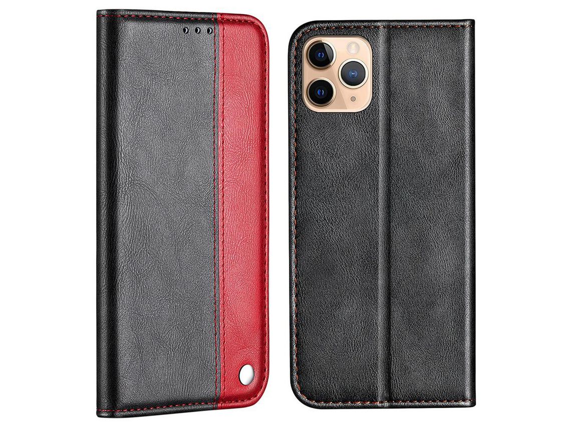 Capa PU + TPU emenda de cor vermelha para iPhone 13 Pro Max 6.7
