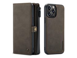 Capa PU + TPU CASEME superfície fosca removível 2 em 1 marrom para iPhone 13 Pro Max 6.7