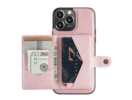 Capa TPU + PU JEEHOOD com suporte removível 2 em 1, ouro rosa magnético para iPhone 13 6.1
