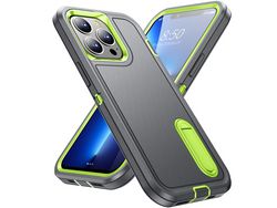 Capa TPU com muleta cinza/verde para iPhone 13 Pro 6.1