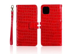 Capa PU pele de crocodilo vermelho para Apple iPhone 12 5.4