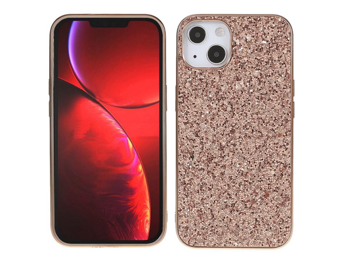 Capa TPU galvanizado, luz de borda, ouro rosa à prova de choque para iPhone 13 mini 5.4