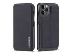 Capa PU estilo retrô com suporte e suporte de cartão preto para Apple iPhone 12 5.4