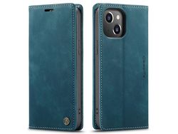 Capa PU + TPU magnético, autoabsorvente com fundo azul para iPhone 13 Pro 6.1