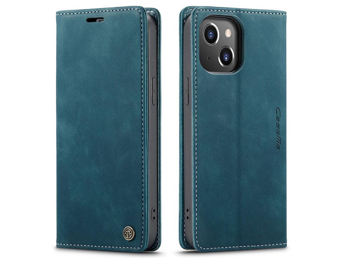 Capa PU + TPU magnético, autoabsorvente com fundo azul para iPhone 13 Pro 6.1