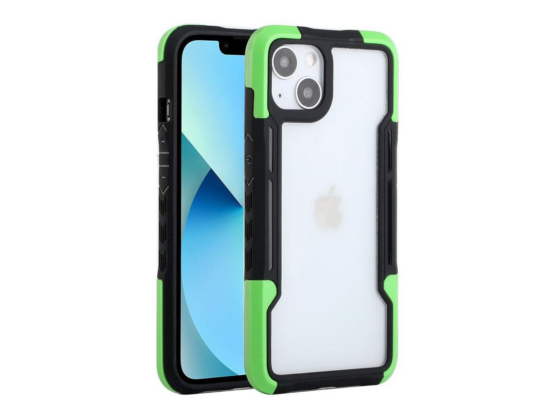 Capa TPU + acrílico antiqueda, híbrido, à prova de choque preto/verde para iPhone 13 mini 5.4