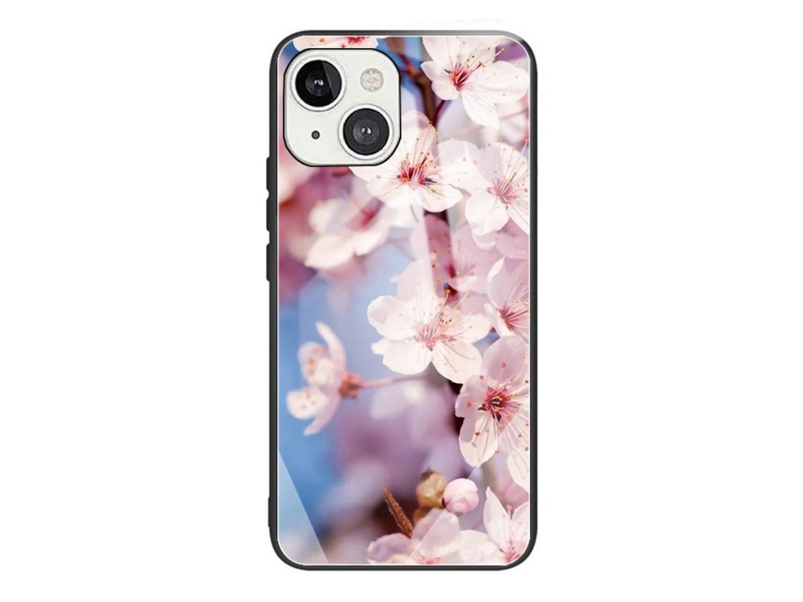 Capa TPU padrão de flor de pêssego para iPhone 13 mini 5.4