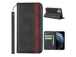 Capa PU textura auto-absorvida com apoio e desenho preto para Apple iPhone 11 Pro 5.8