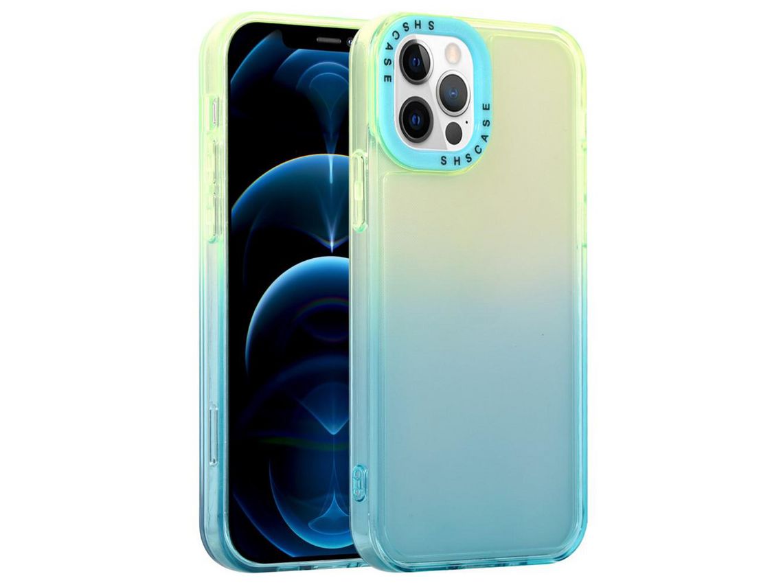 Capa TPU bicolor Amarelo/céu azul/céu azul para iPhone 13 Pro 6.1