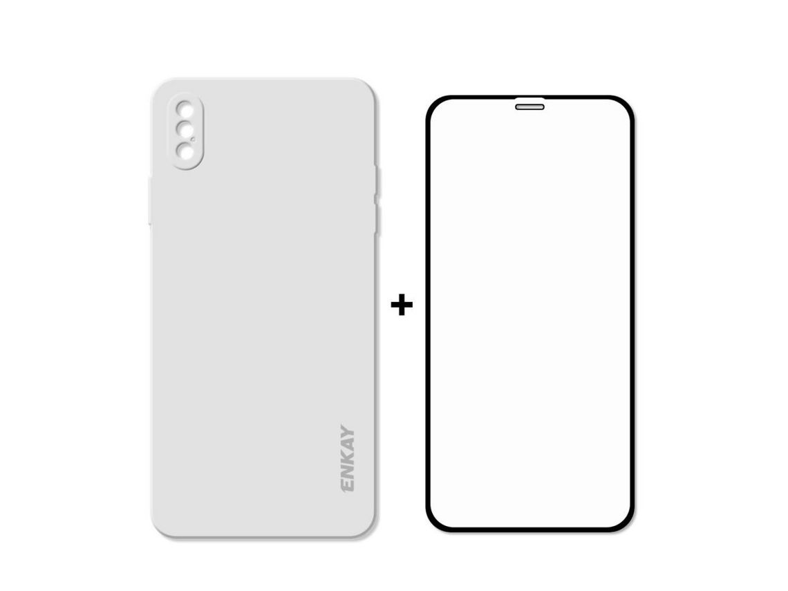 Capa silicone cola líquida 0,26mm 9H 2,5d completa flexível branco para Apple iPhone XS Max