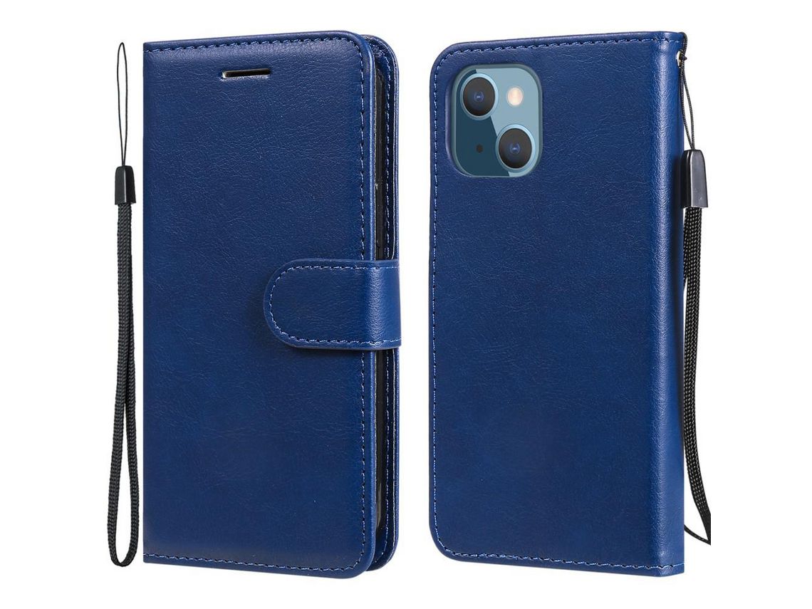 Capa PU + TPU com suporte azul para iPhone 13 mini 5.4