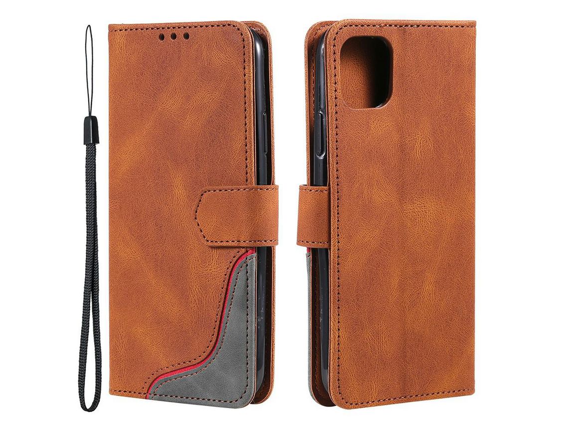 Capa PU + TPU cor marrom para iPhone 13 mini 5.4