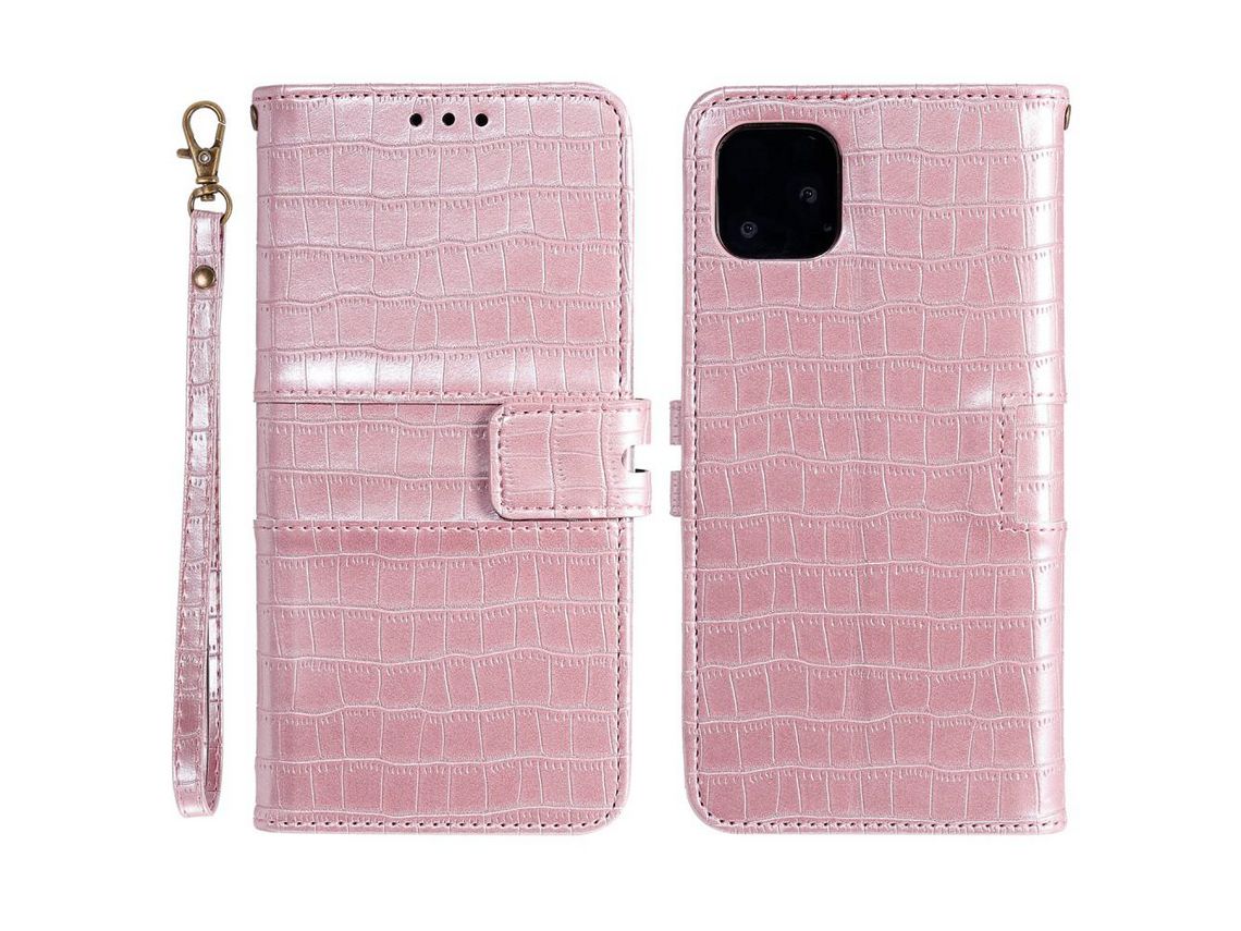 Capa PU pele de crocodilo ouro rosa para Apple iPhone 12 Pro/iPhone 12 Max 6.1