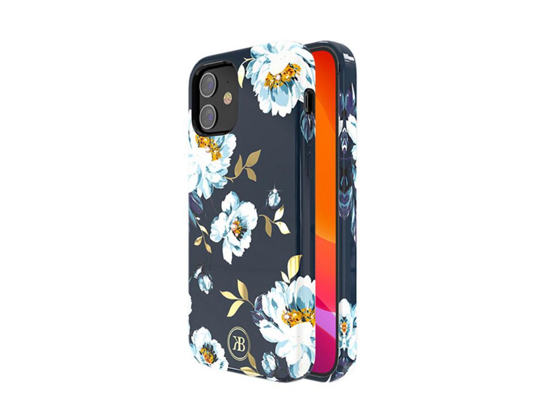 Capa TPU impressão padrão Flor-azul para Apple iPhone 12 5.4
