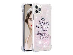 Capa TPU padrão de brilho em movimento de areia movediça, flexível, anti-impressão digital nunca pare de sonhar para iPhone 11 Pro Max 6.5
