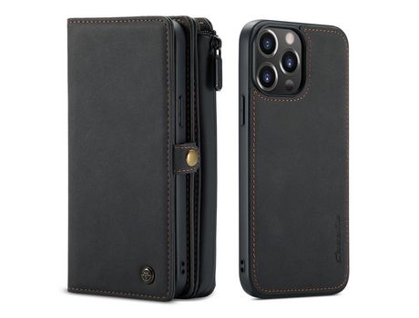 Capa PU + TPU CASEME superfície fosca removível 2 em 1 preto para iPhone 13 Pro Max 6.7