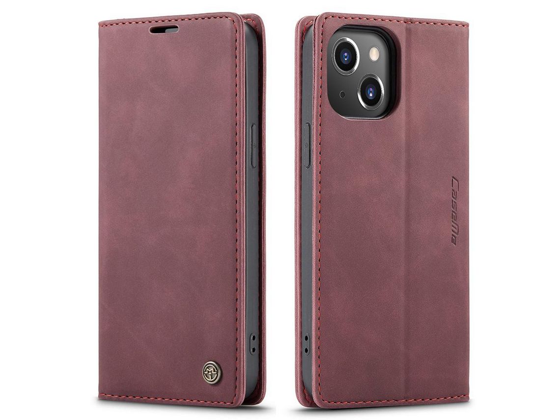 Capa PU + TPU magnético, autoabsorvente com base vermelha para iPhone 13 Pro 6.1