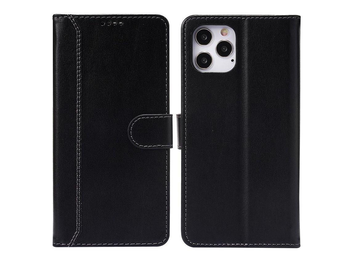 Capa PU + TPU com suporte preto para iPhone 13 Pro Max 6.7