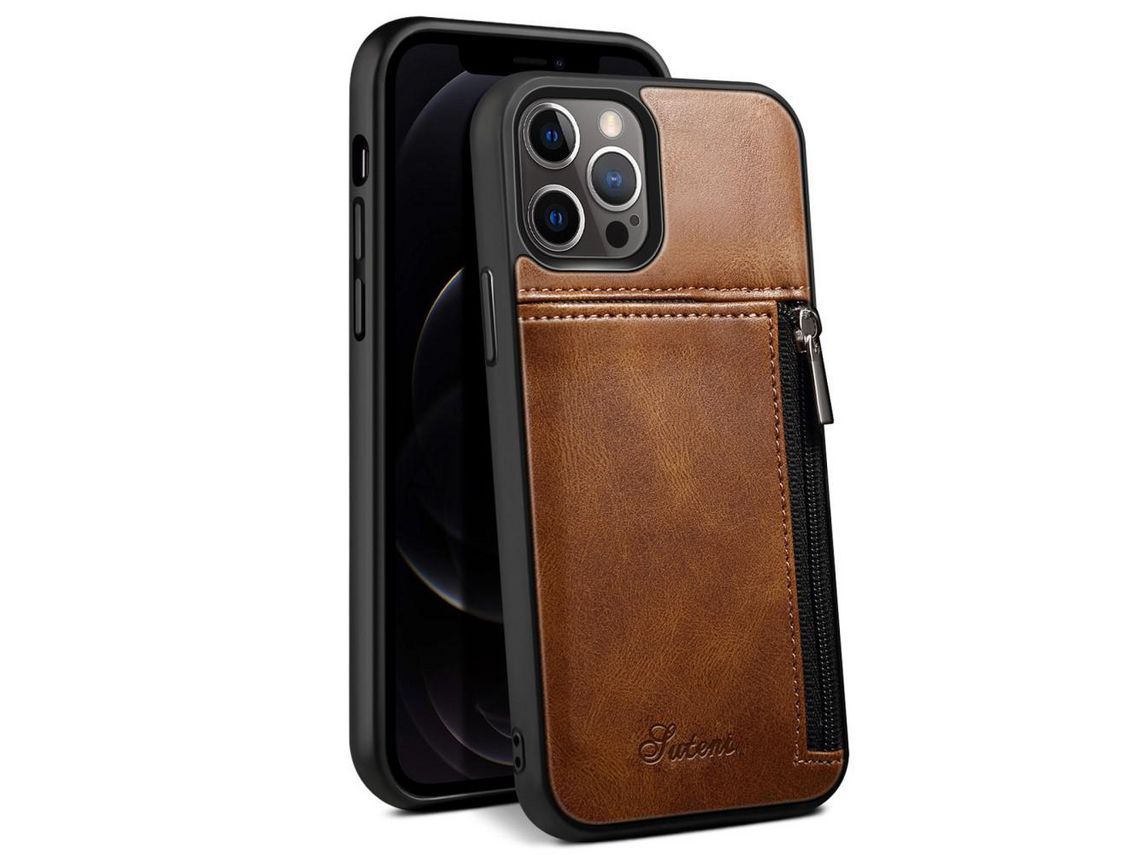 Capa TPU + PU marrom para iPhone 12 Pro Max 6.7