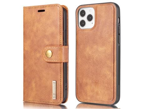 Capa PU DG.MING destacável 2 em 1 marrom para iPhone 13 mini 5.4