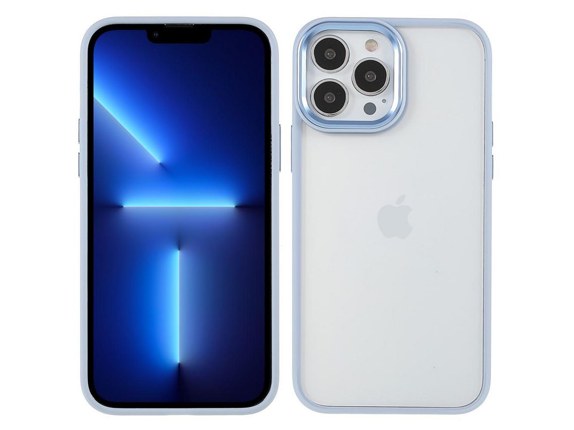 Capa TPU + acrílico com proteção da lente da câmera azul para iPhone 13 Pro Max 6.7